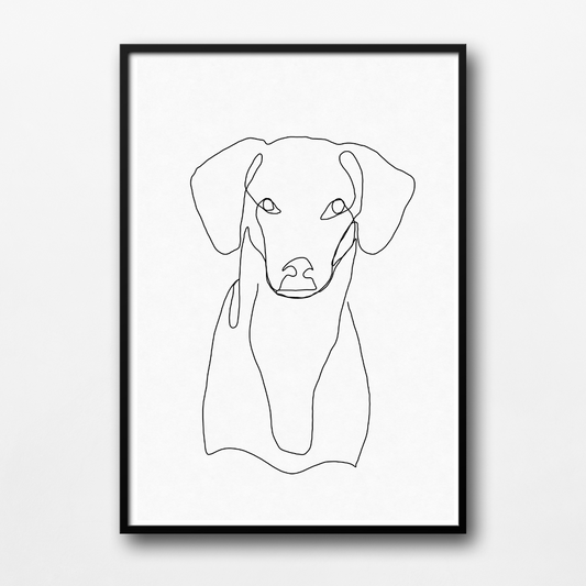 personalisierbarer Line-Art Hundekopf